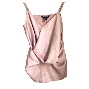 Express blush pink metallic shimmery twist front camisole blouse top XS